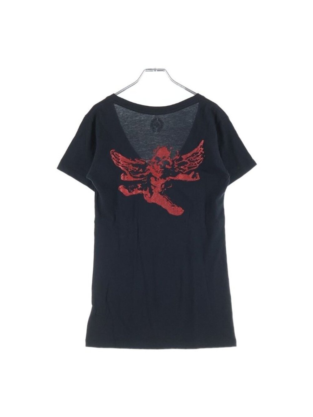 Chrome Hearts Vintage Foti Short Sleeve Tee Glitter Print V-neck T-Shirt Black